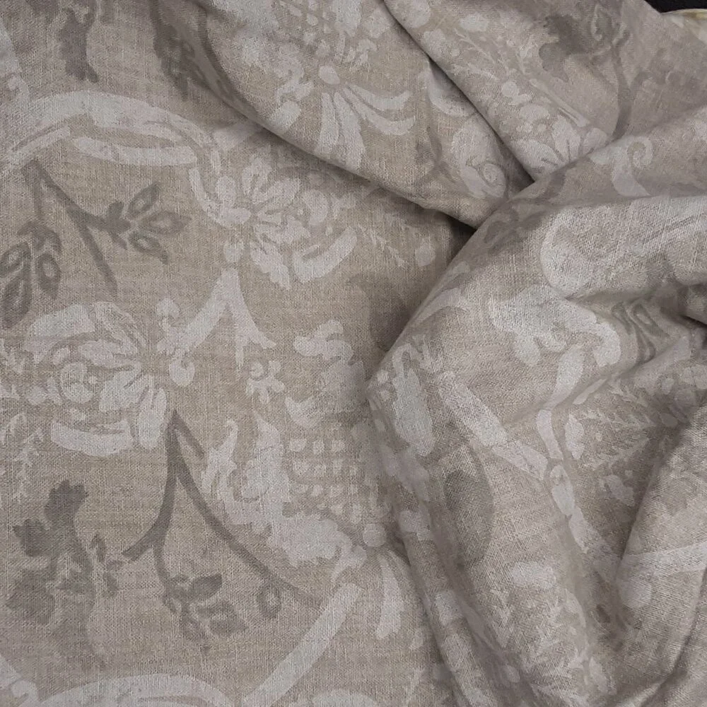 Restoration Hardware VINTAGE Italian Block Print Floral Beige KING Duvet Cover